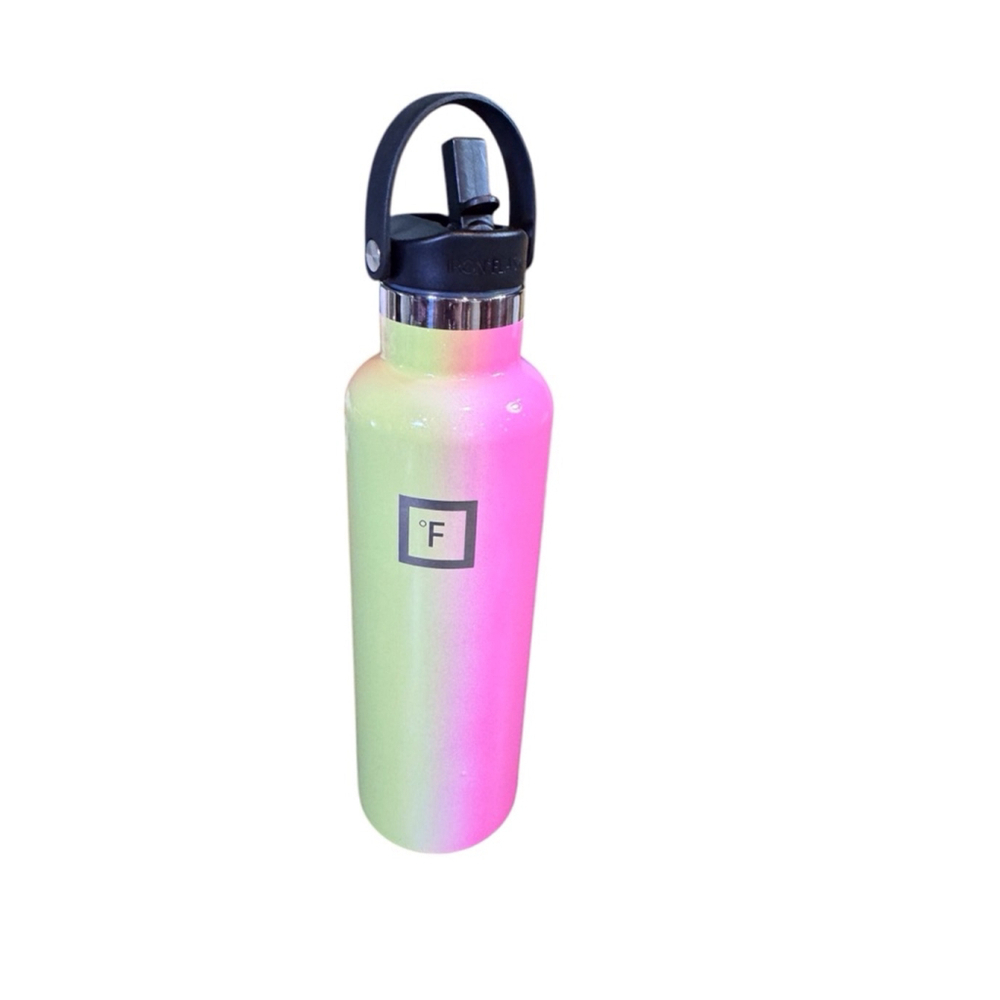Iron Flask Water Bottle, 20oz, rainbow Pink 3 total caps